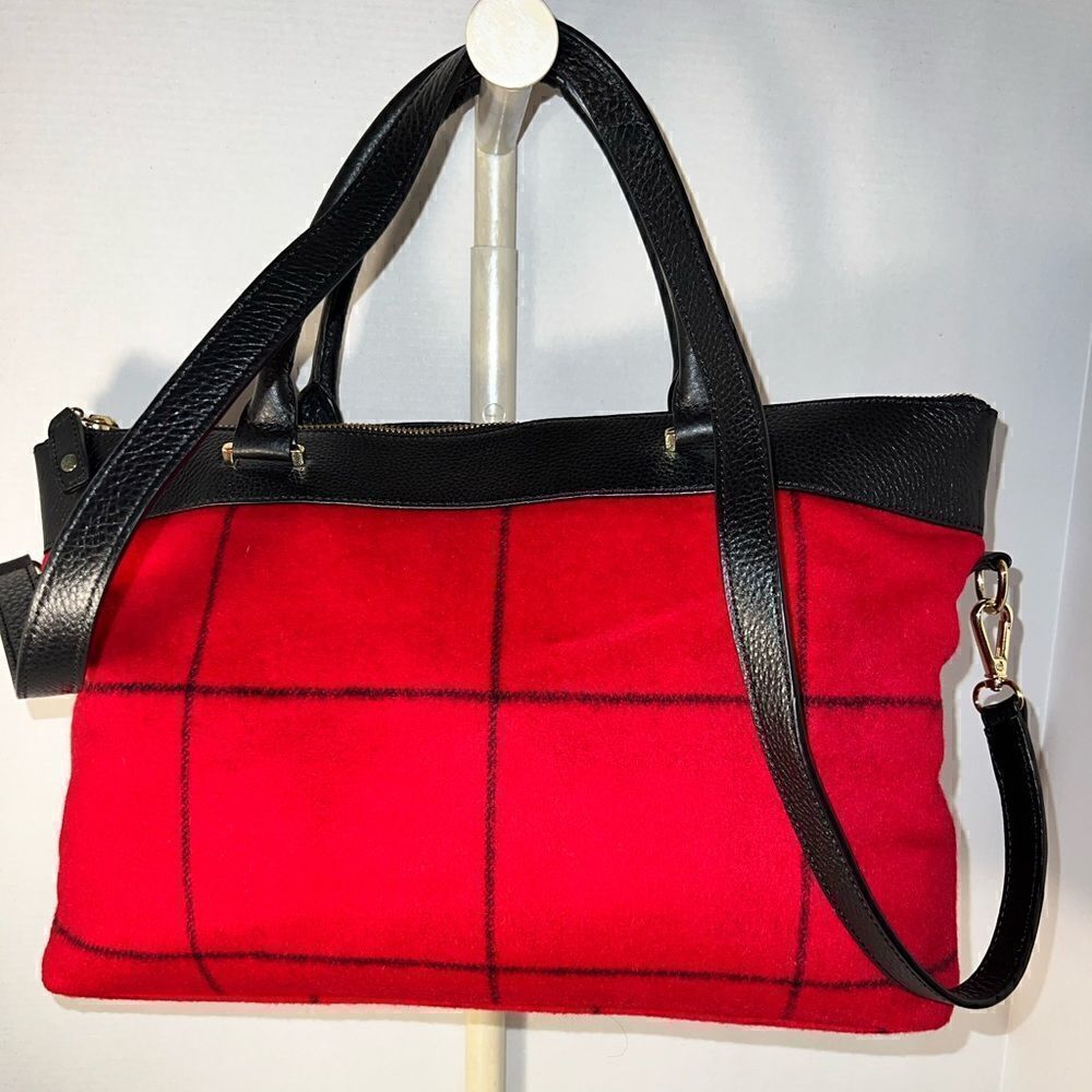 NWOT Talbots “windowpane” wool & leather